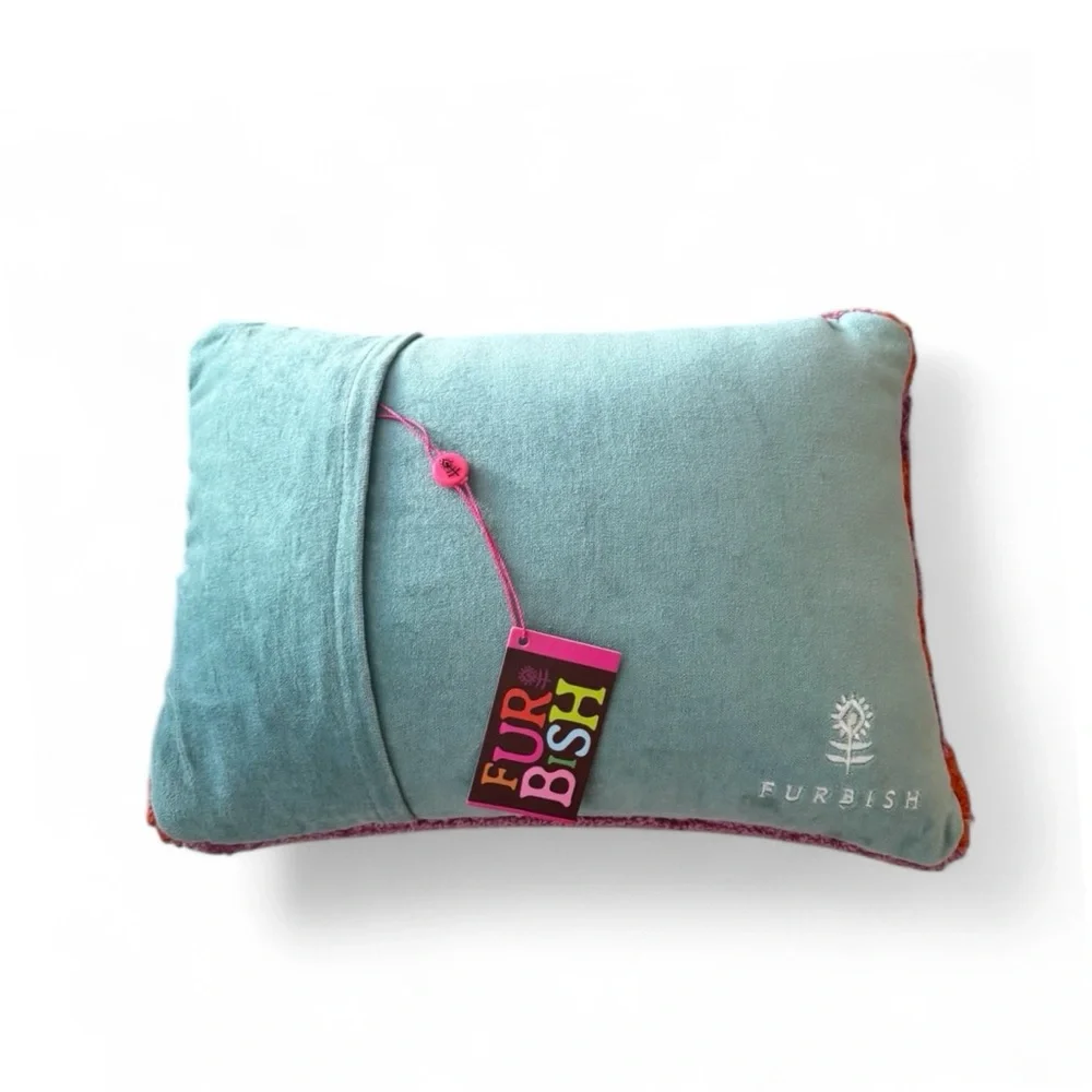 NWT FURBISH “IDC” Small Embroidered Decorative Throw Pillow‎ 9x12